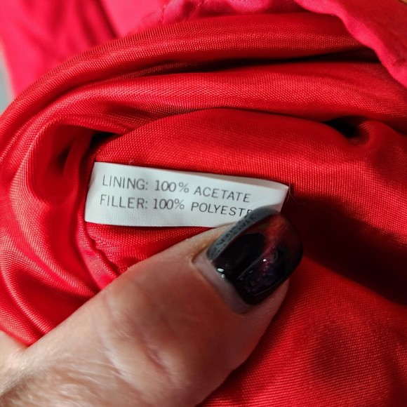 ADAM DOUGLASS Vintage Size 6 1990's Red Quilted Gold Baroque Silk Blazer Jacket - Picture 6 of 12